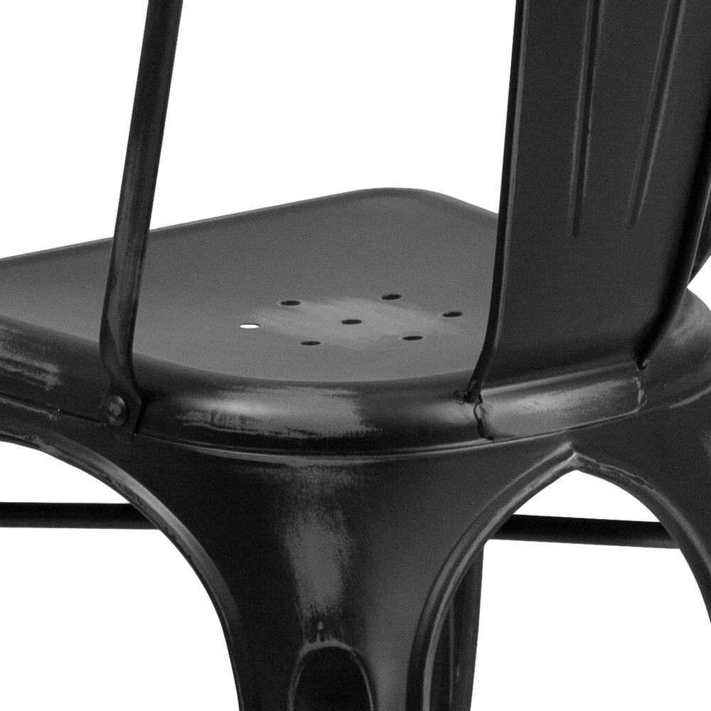 Commercial Grade Distressed Black Metal Indoor-Outdoor Stackable Chair. Picture 8