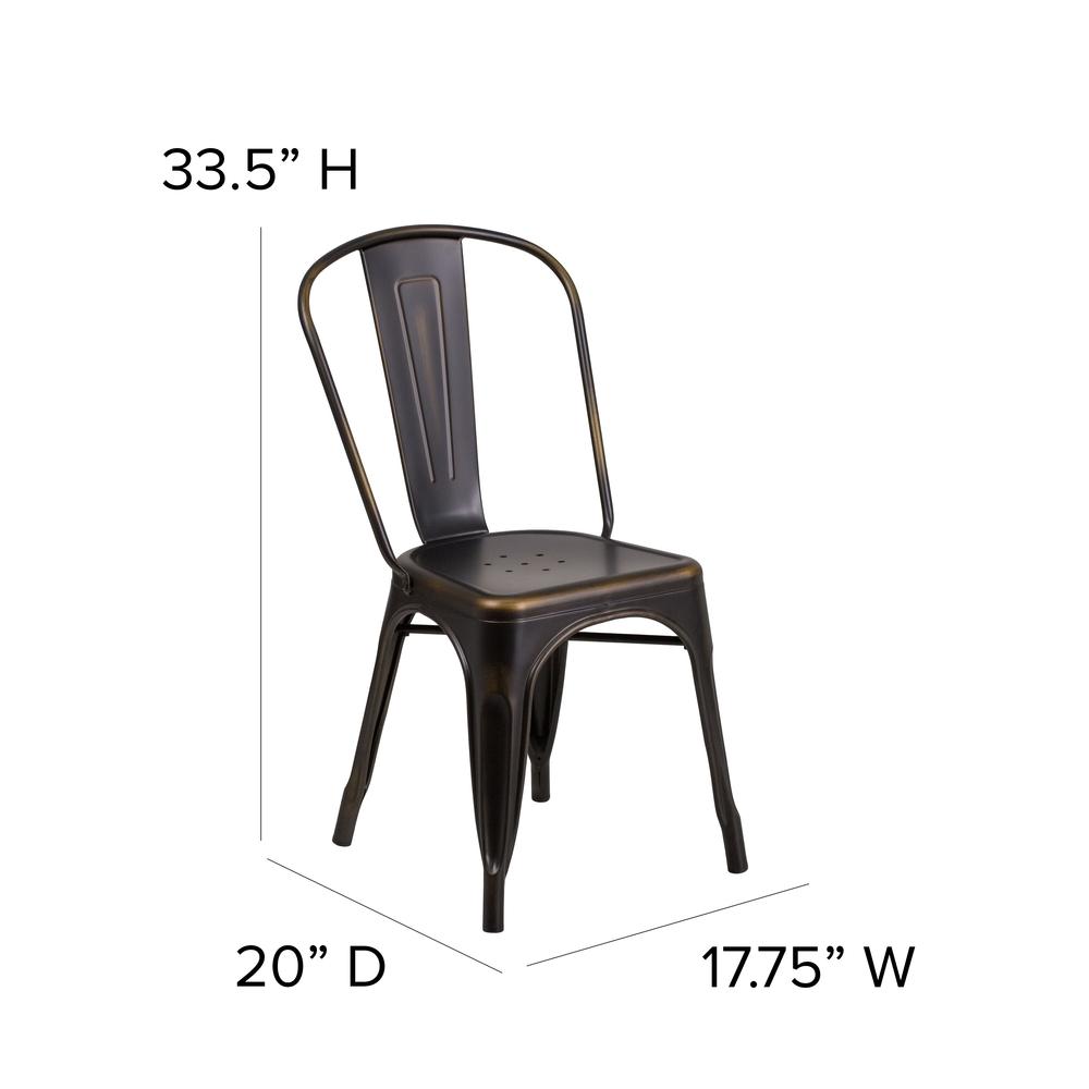 Commercial Grade Distressed Copper Metal Indoor-Outdoor Stackable Chair. Picture 2