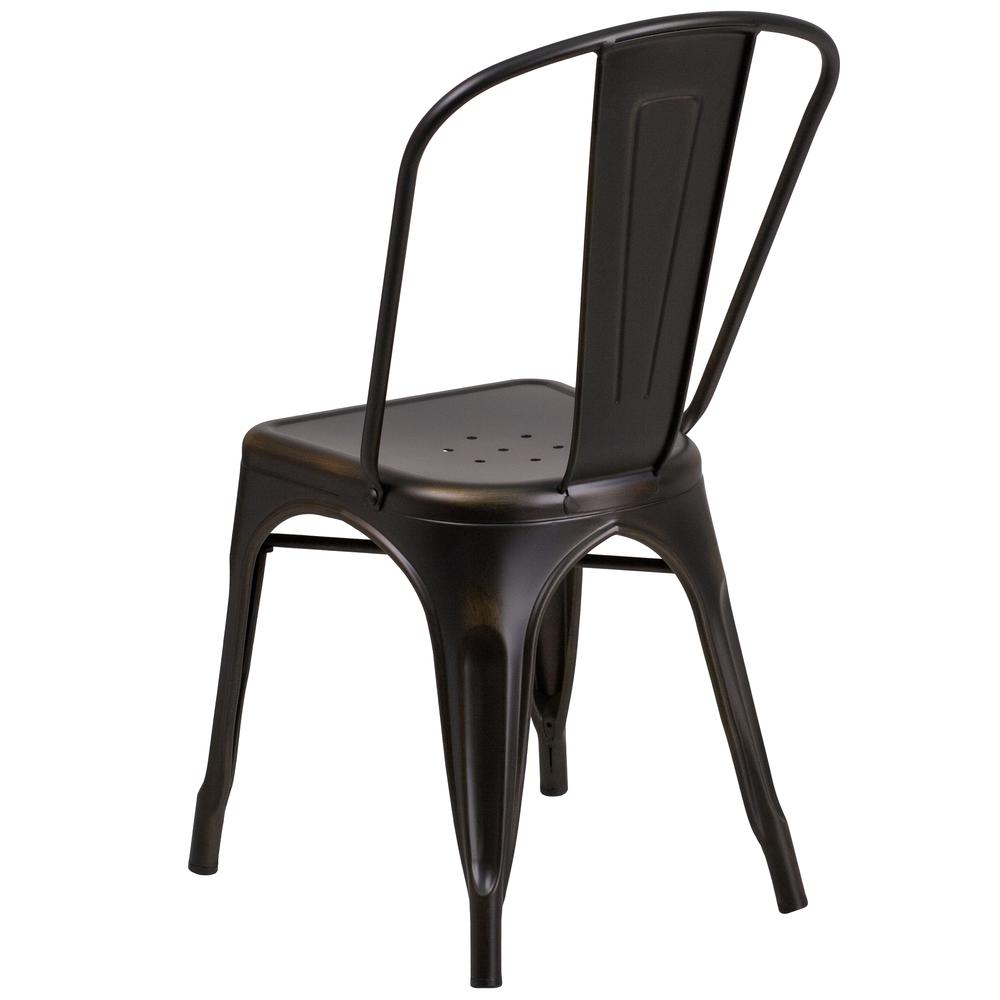 Commercial Grade Distressed Copper Metal Indoor-Outdoor Stackable Chair. Picture 4