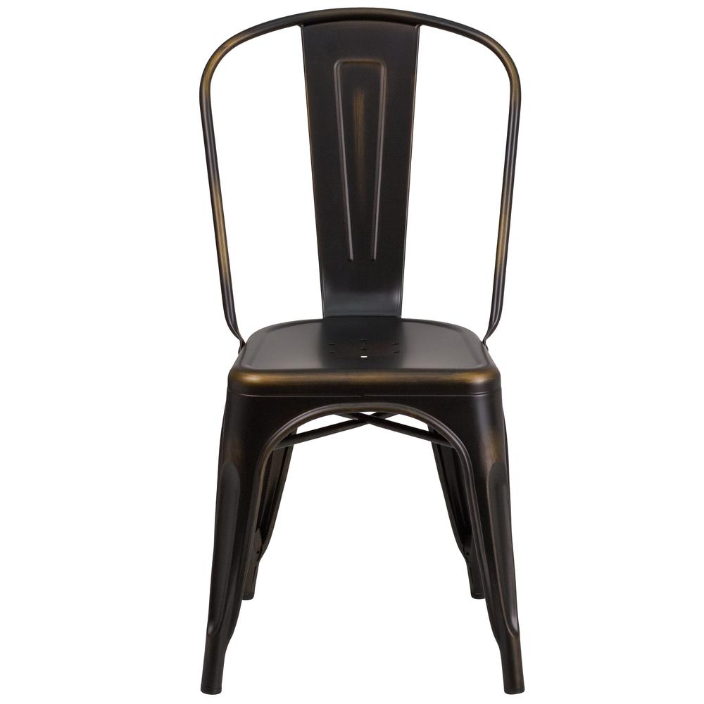 Commercial Grade Distressed Copper Metal Indoor-Outdoor Stackable Chair. Picture 5