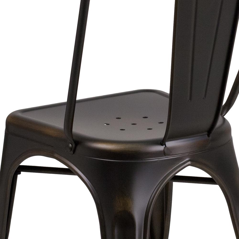Commercial Grade Distressed Copper Metal Indoor-Outdoor Stackable Chair. Picture 8
