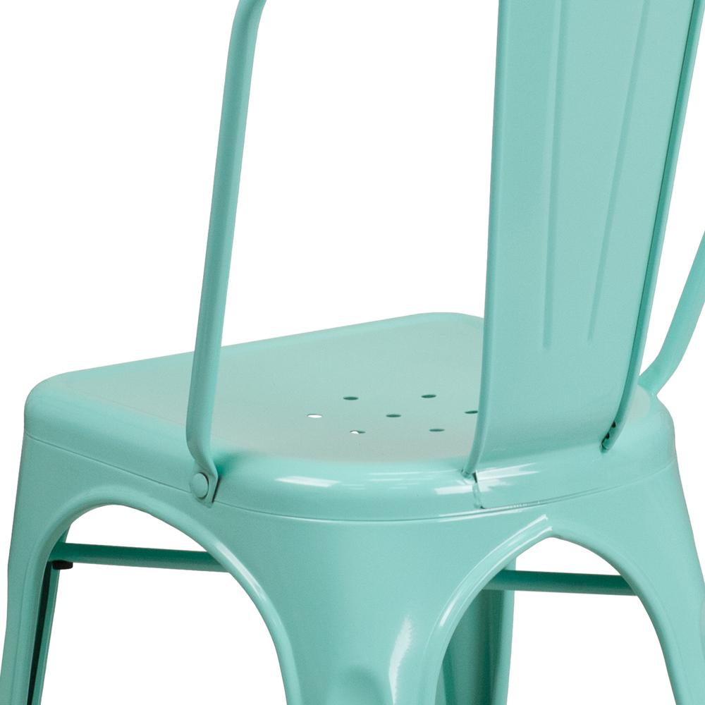 Commercial Grade Mint Green Metal Indoor-Outdoor Stackable Chair. Picture 7
