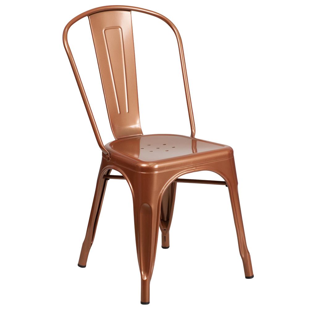 Commercial Grade Copper Metal Indoor-Outdoor Stackable Chair. Picture 1