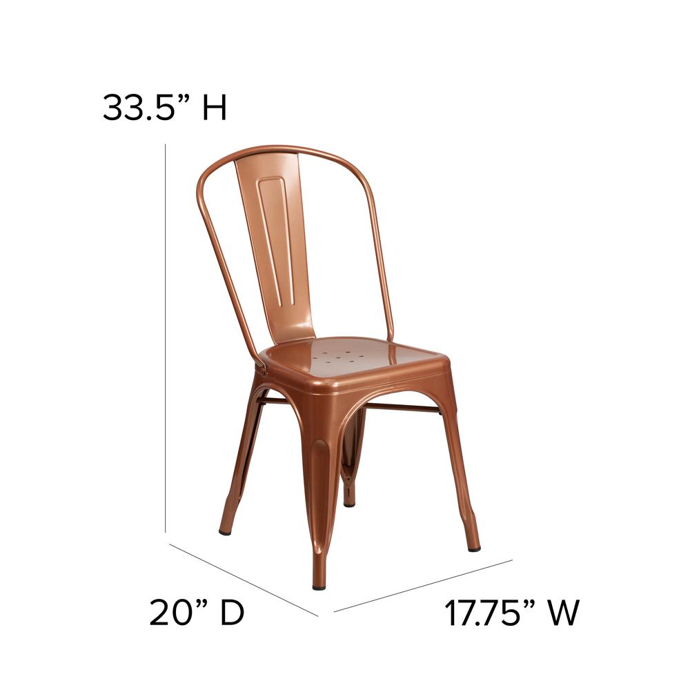 Commercial Grade Copper Metal Indoor-Outdoor Stackable Chair. Picture 2