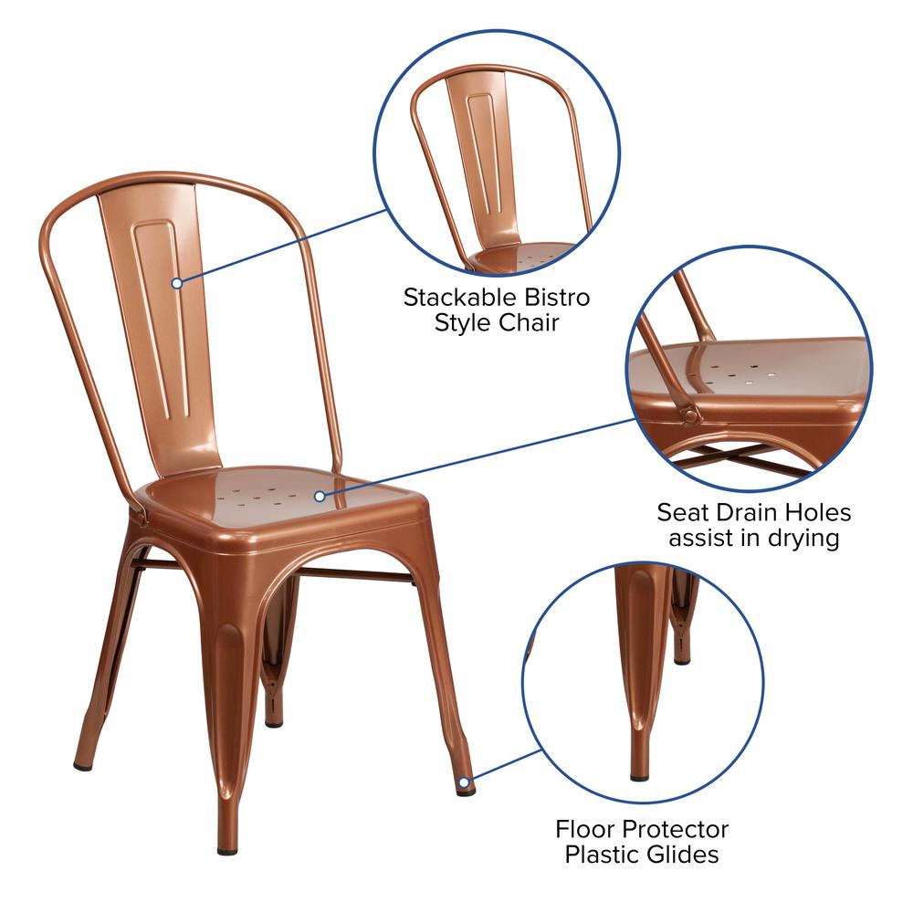 Commercial Grade Copper Metal Indoor-Outdoor Stackable Chair. Picture 6
