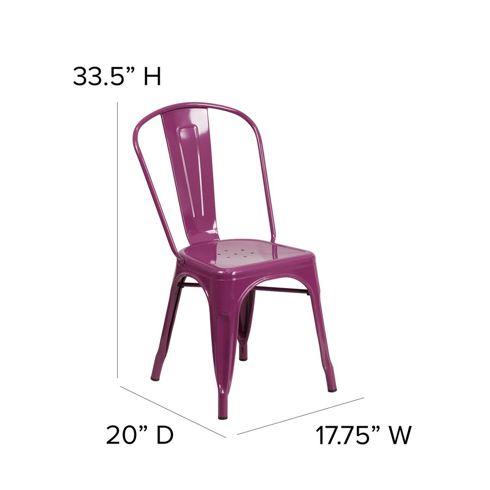 Commercial Grade Purple Metal Indoor-Outdoor Stackable Chair. Picture 2