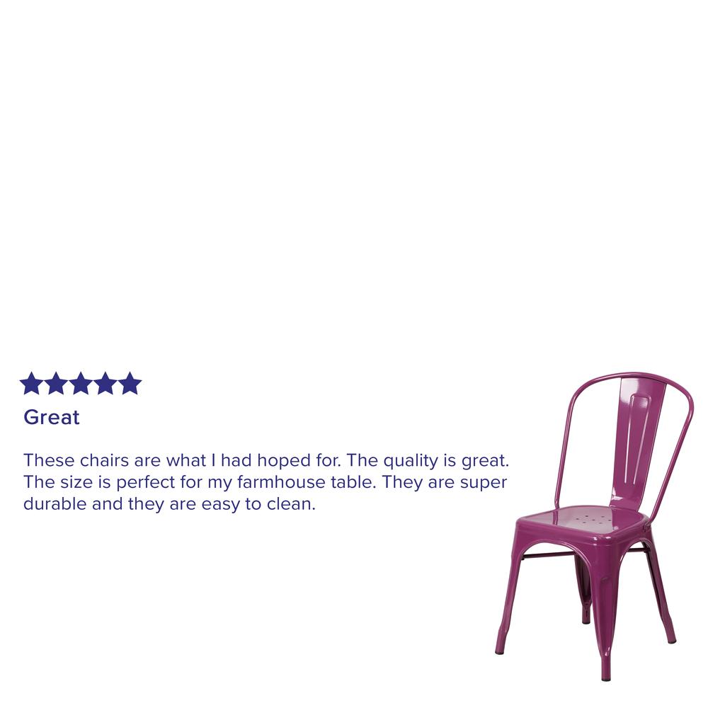 Commercial Grade Purple Metal Indoor-Outdoor Stackable Chair. Picture 6