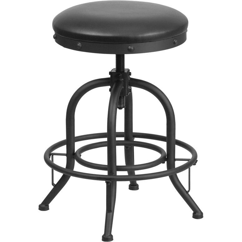 24'' Counter Height Stool with Swivel Lift Black LeatherSoft Seat. Picture 1