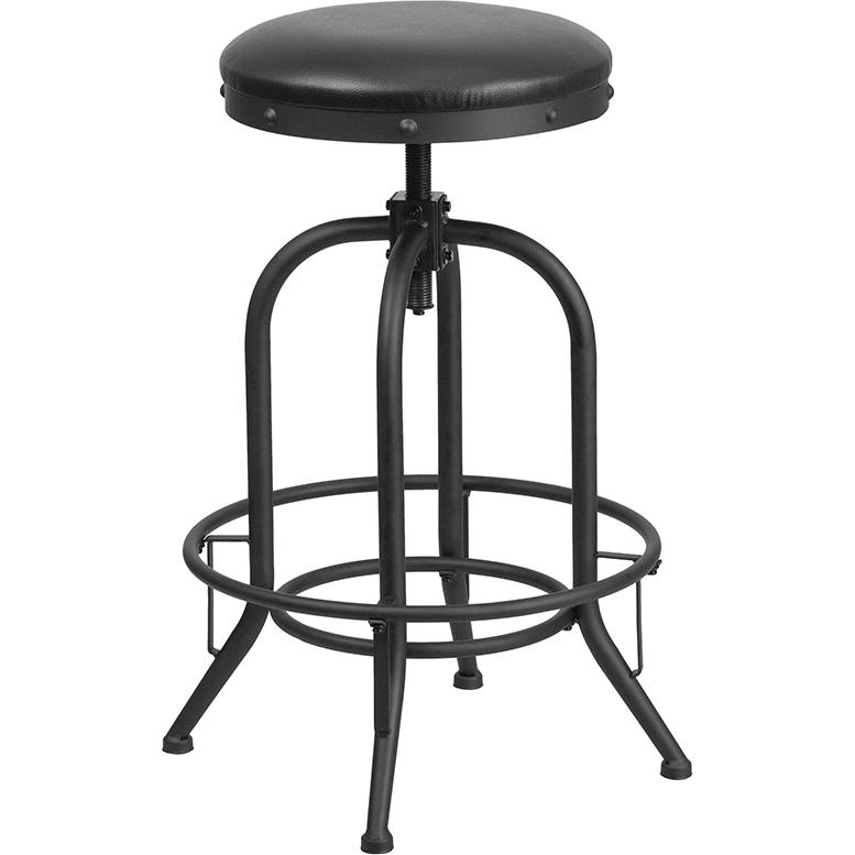 30'' Barstool with Swivel Lift Black LeatherSoft Seat. Picture 1