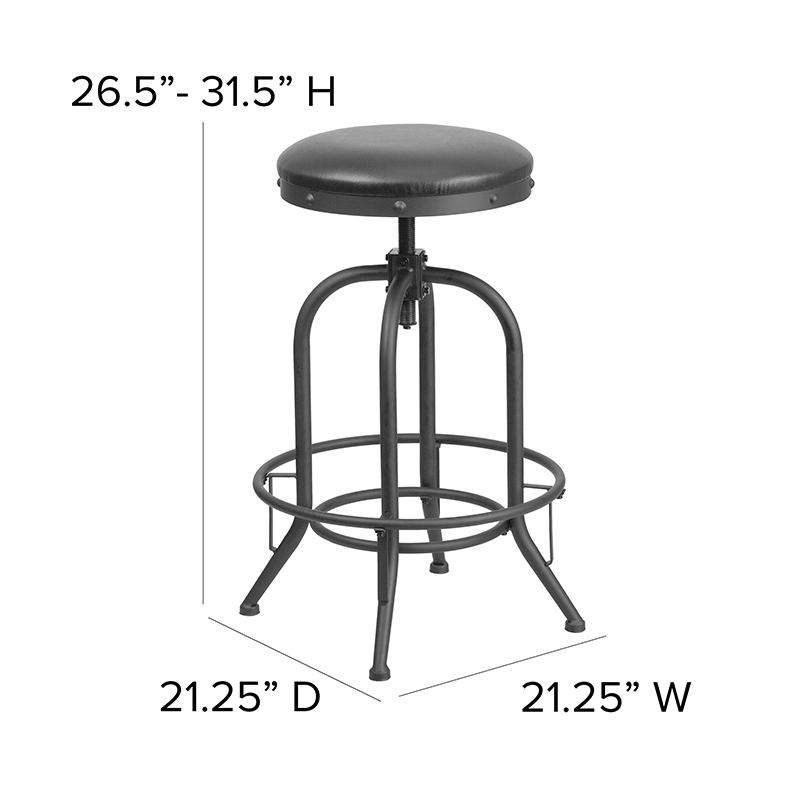 30'' Barstool with Swivel Lift Black LeatherSoft Seat. Picture 2
