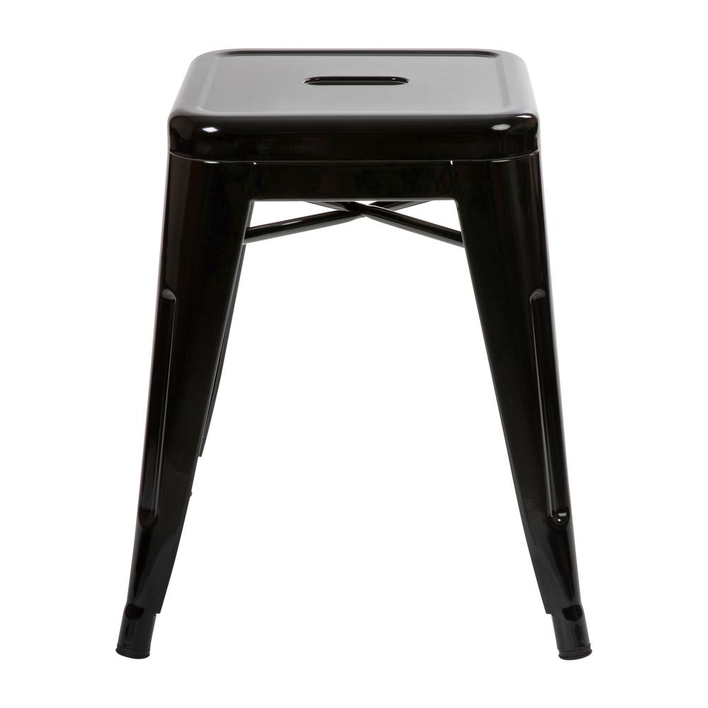 18" Table Height Stool, Stackable Metal Dining Stool in Black - Set of 4. Picture 7