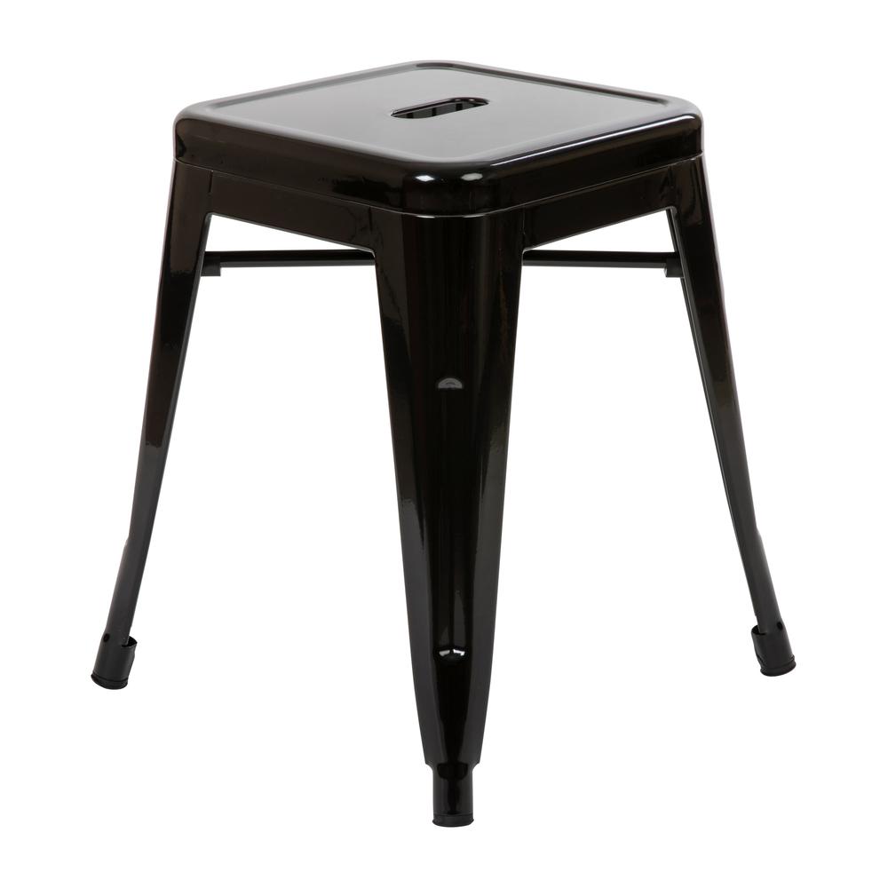 18" Table Height Stool, Stackable Metal Dining Stool in Black - Set of 4. Picture 6
