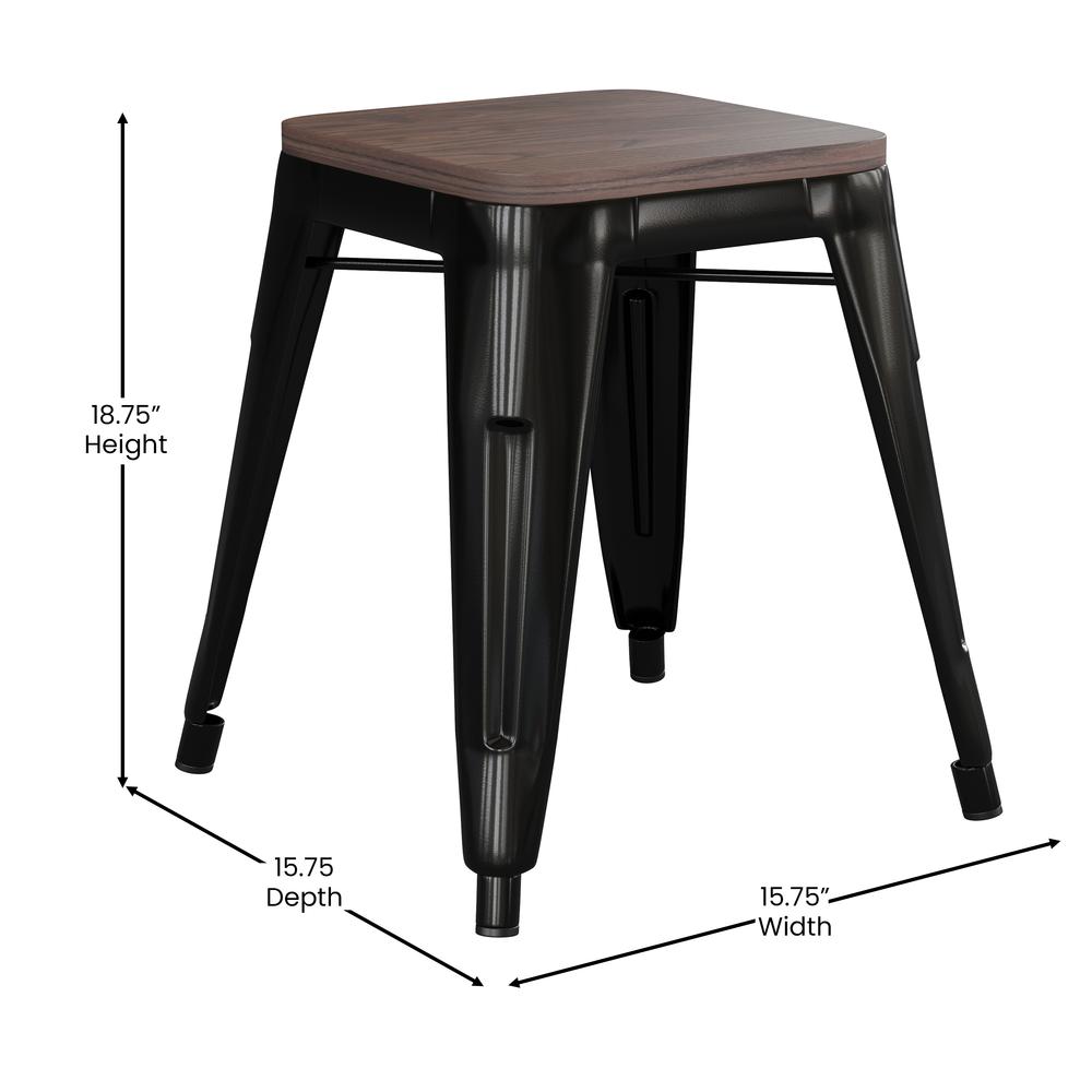 18" Table Height , Stackable Black Metal Dining Stool, - Set of 4. Picture 6