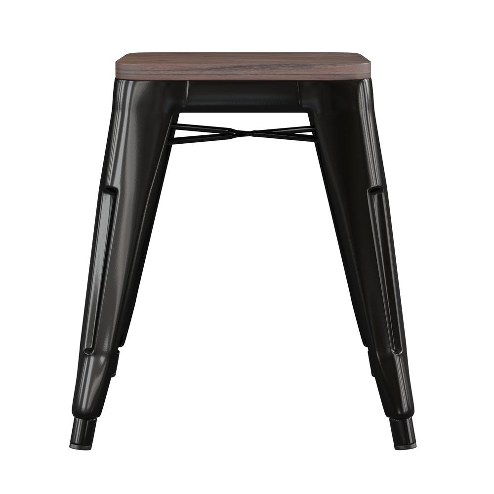 18" Table Height , Stackable Black Metal Dining Stool, - Set of 4. Picture 10