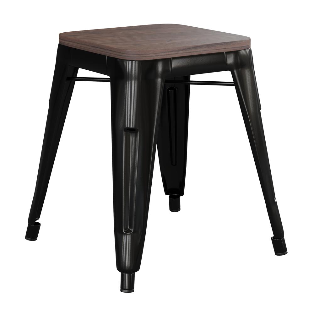 18" Table Height , Stackable Black Metal Dining Stool, - Set of 4. Picture 9