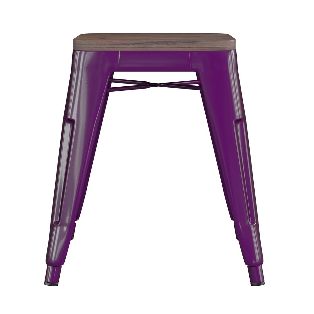 18" Table Height , Stackable Purple Metal Dining Stool, - Set of 4. Picture 10