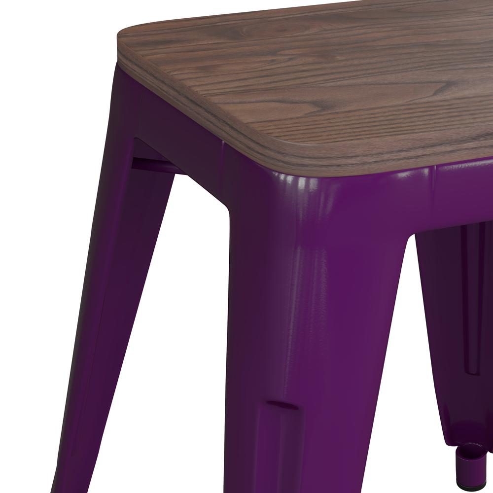 18" Table Height , Stackable Purple Metal Dining Stool, - Set of 4. Picture 8