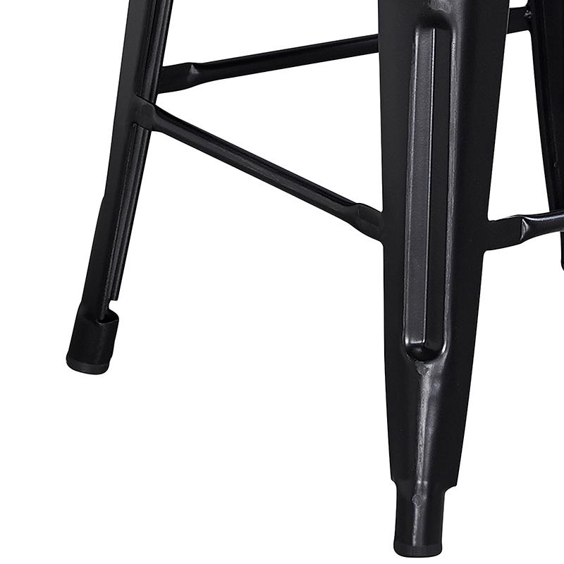 Commercial Grade 24" High Backless Distressed Black Metal Indoor-Outdoor Counter Height Stool. Picture 7
