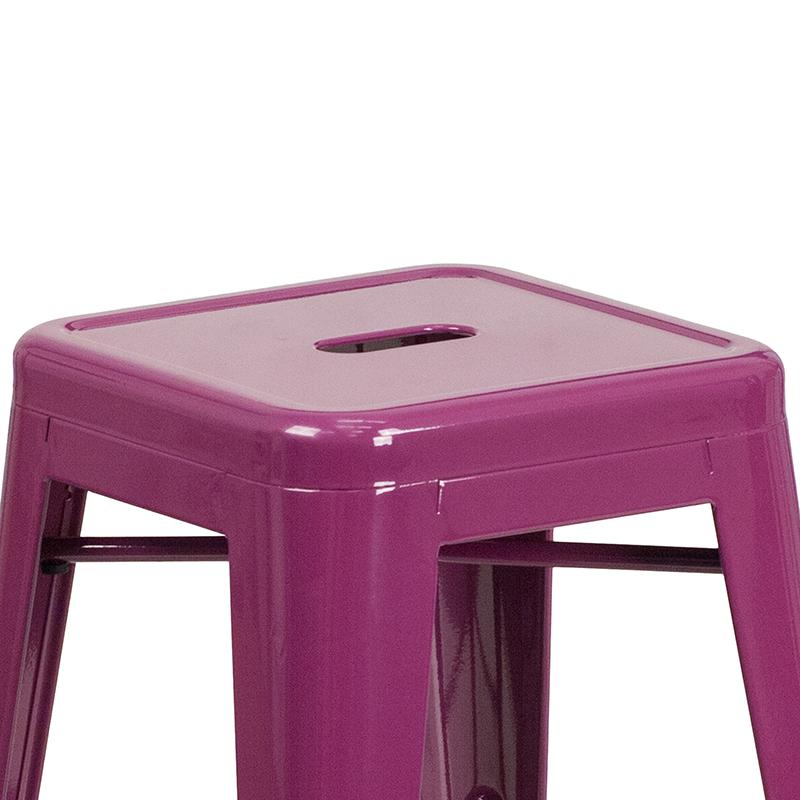 Commercial Grade 24" High Backless Purple Indoor-Outdoor Counter Height Stool. Picture 7