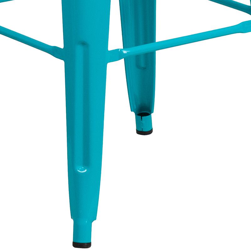 Commercial Grade 30" High Backless Crystal Teal-Blue Indoor-Outdoor Barstool. Picture 9
