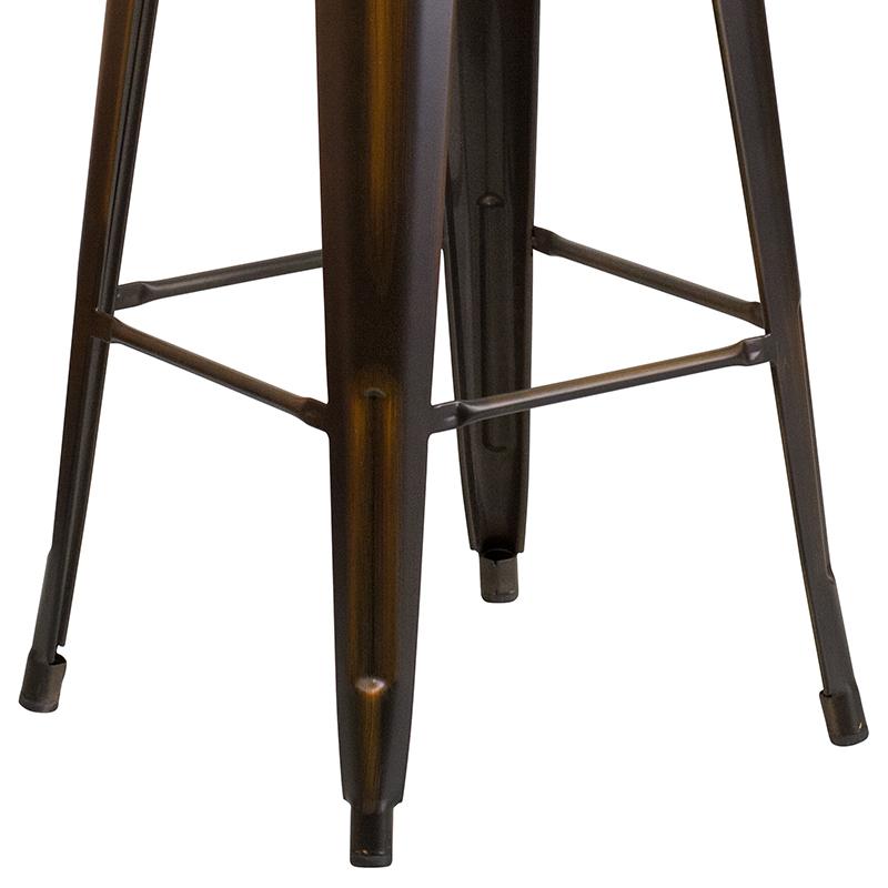 Commercial Grade 30" High Backless Distressed Copper Metal Indoor-Outdoor Barstool. Picture 3
