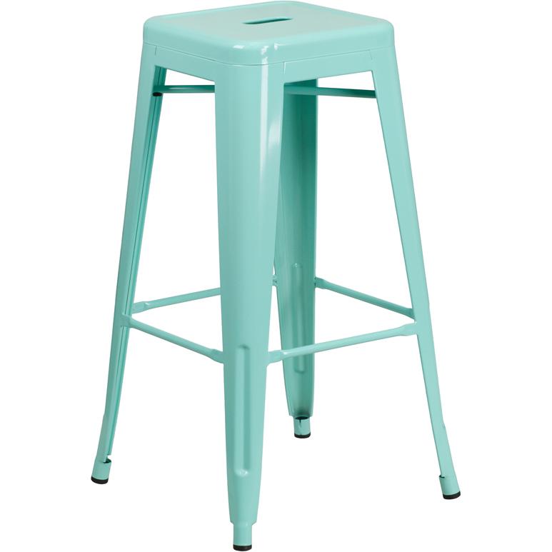 Commercial Grade 30" High Backless Mint Green Indoor-Outdoor Barstool. Picture 1