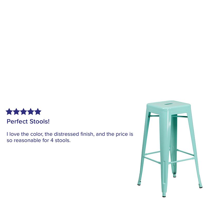 Commercial Grade 30" High Backless Mint Green Indoor-Outdoor Barstool. Picture 6