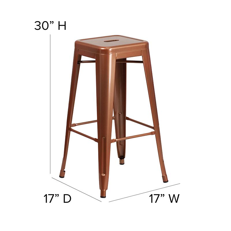 Commercial Grade 30" High Backless Copper Indoor-Outdoor Barstool. Picture 6