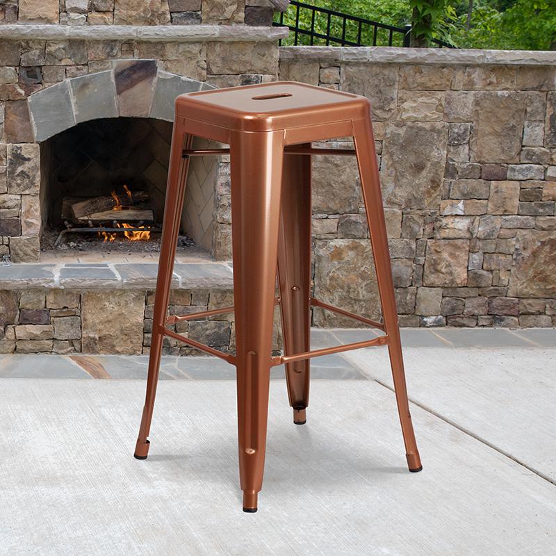 Commercial Grade 30" High Backless Copper Indoor-Outdoor Barstool. The main picture.