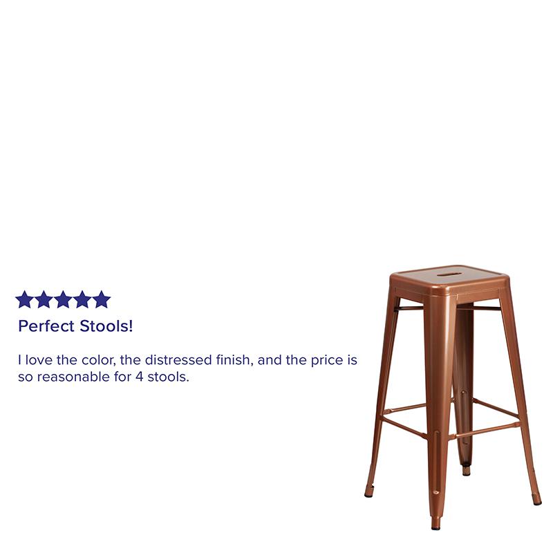 Commercial Grade 30" High Backless Copper Indoor-Outdoor Barstool. Picture 4