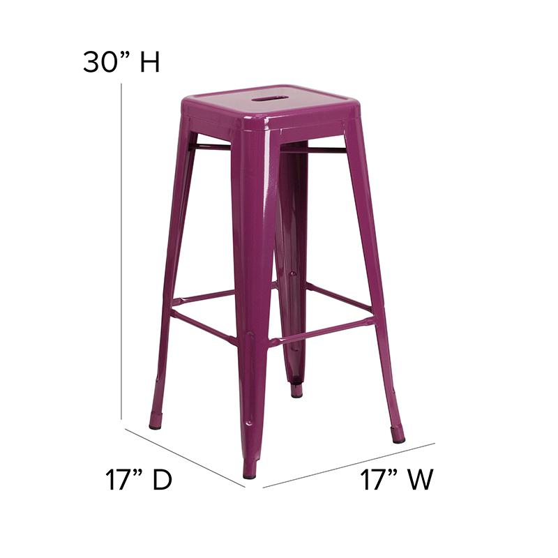 Commercial Grade 30" High Backless Purple Indoor-Outdoor Barstool. Picture 2