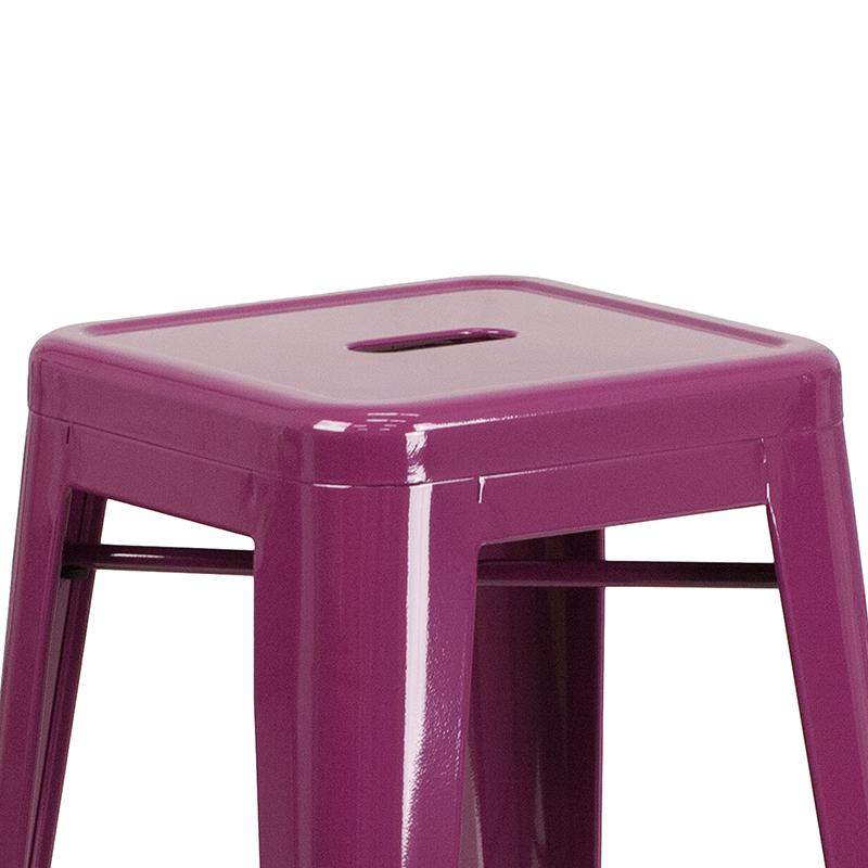 Commercial Grade 30" High Backless Purple Indoor-Outdoor Barstool. Picture 8
