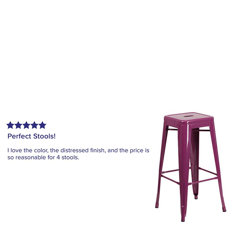 Commercial Grade 30" High Backless Purple Indoor-Outdoor Barstool. Picture 4