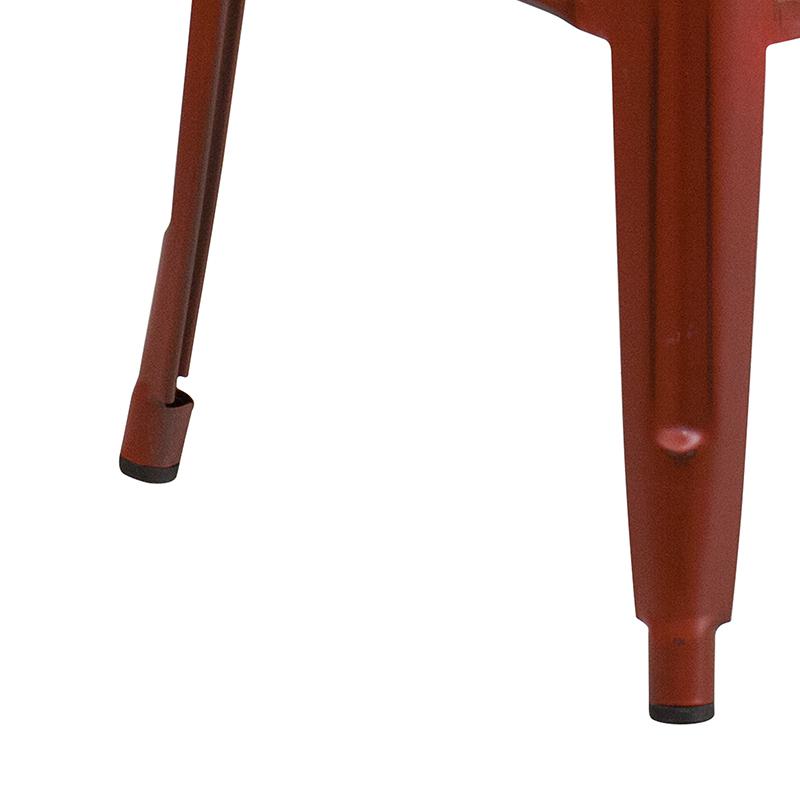 Commercial Grade 30" High Backless Distressed Kelly Red Metal Indoor-Outdoor Barstool. Picture 7