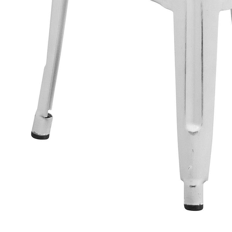 Commercial Grade 30" High Backless Distressed White Metal Indoor-Outdoor Barstool. Picture 7