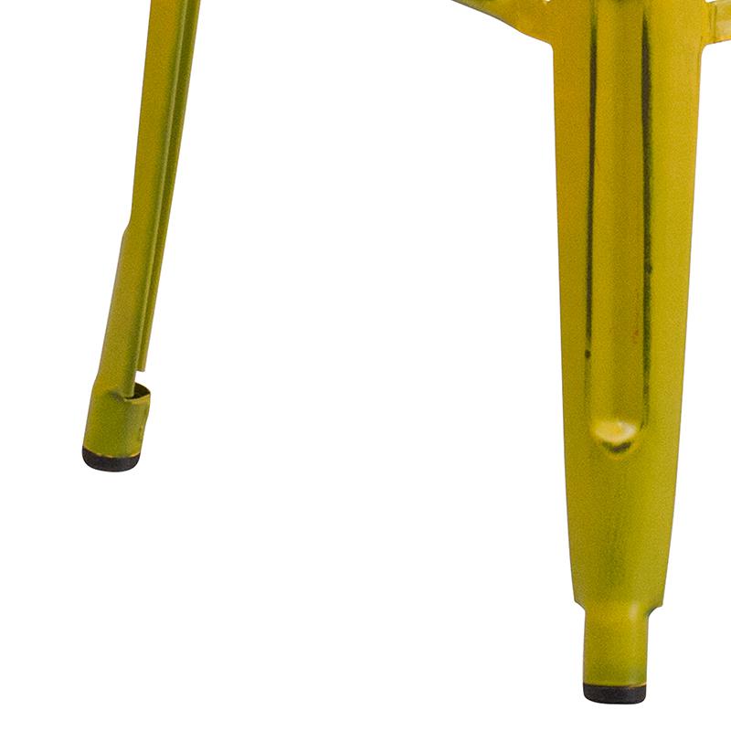 30" High Backless Distressed Yellow Metal Indoor-Outdoor Barstool. Picture 8