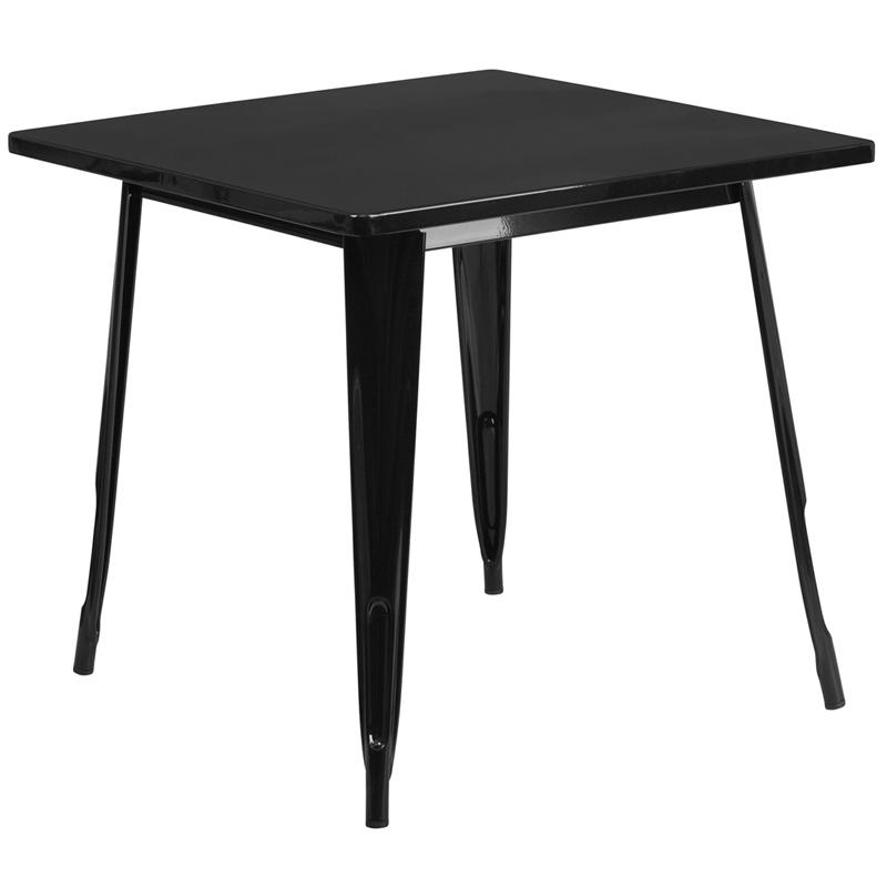 Commercial Grade 31.5" Square Black Metal Indoor-Outdoor Table. Picture 2