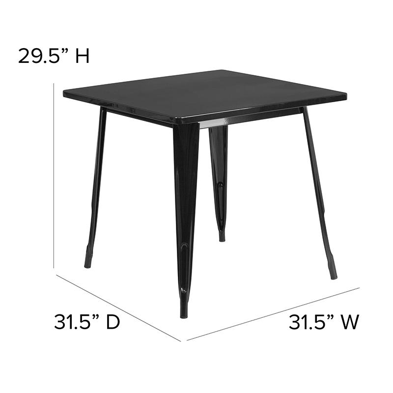 Commercial Grade 31.5" Square Black Metal Indoor-Outdoor Table. Picture 6