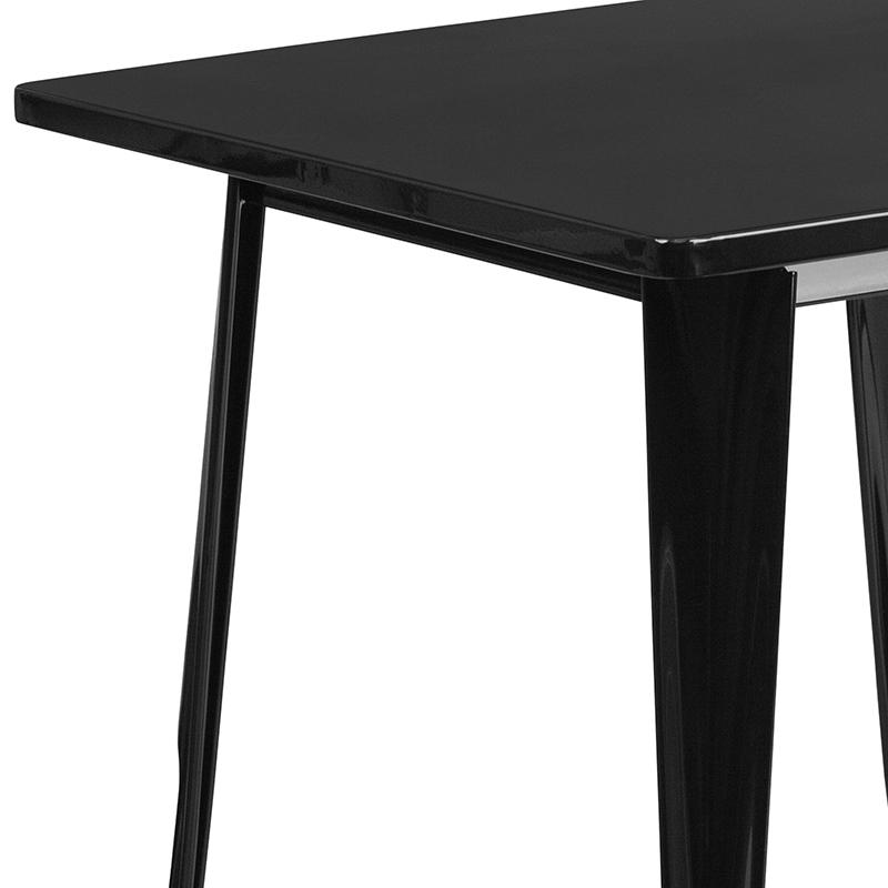 Commercial Grade 31.5" Square Black Metal Indoor-Outdoor Table. Picture 7