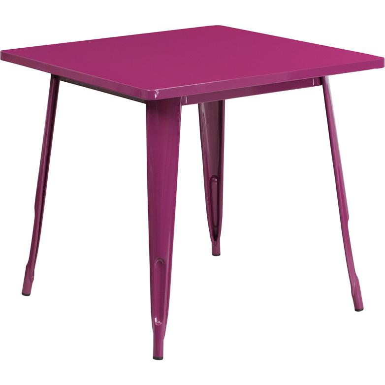 Commercial Grade 31.5" Square Purple Metal Indoor-Outdoor Table. Picture 2