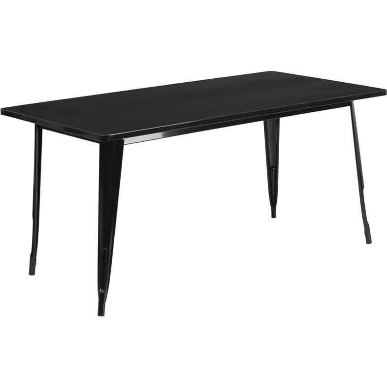 Commercial Grade 31.5" x 63" Rectangular Black Metal Indoor-Outdoor Table. Picture 1