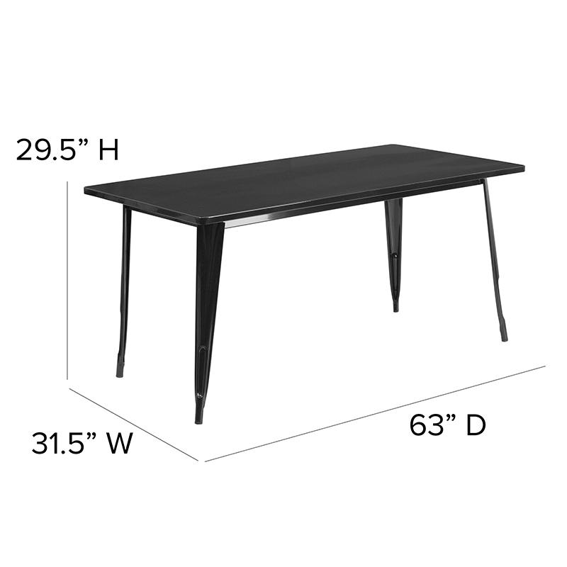 Commercial Grade 31.5" x 63" Rectangular Black Metal Indoor-Outdoor Table. Picture 2