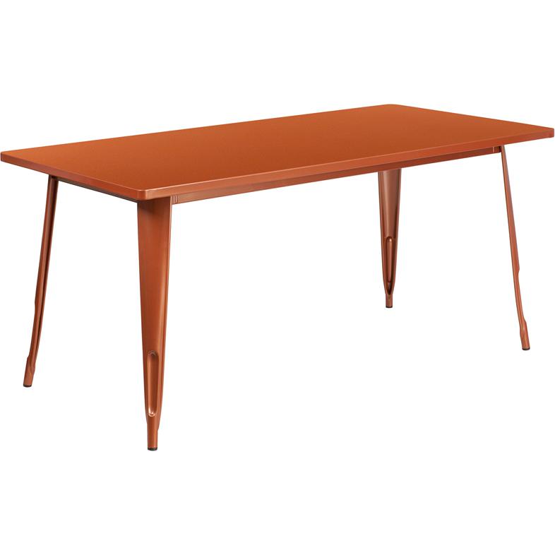 Commercial Grade 31.5" x 63" Rectangular Copper Metal Indoor-Outdoor Table. Picture 1