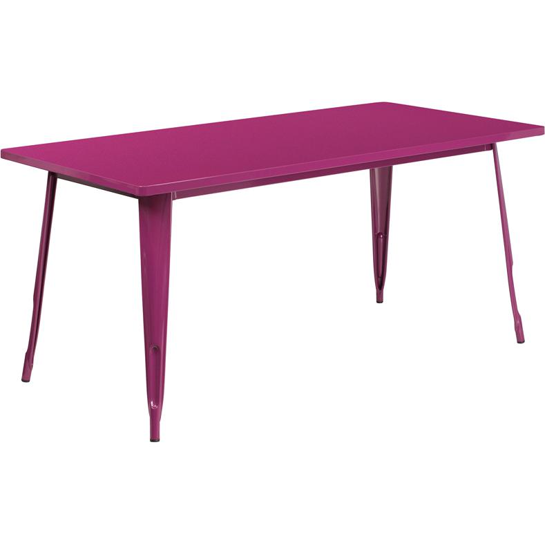 Commercial Grade 31.5" x 63" Rectangular Purple Metal Indoor-Outdoor Table. The main picture.