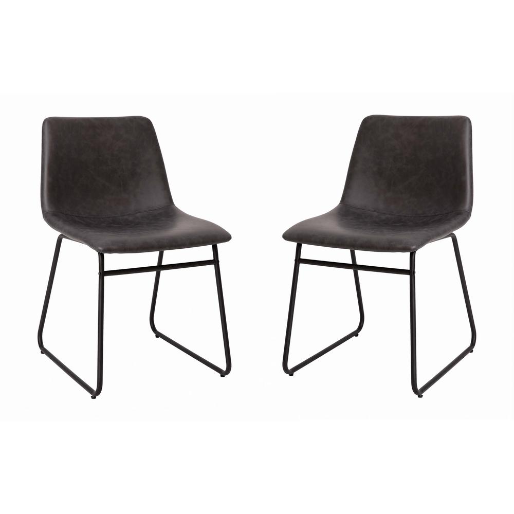 18 in Mid-Back Sled Base Dining Chair in Dark Gray with Black Frame, Set of 2. Picture 3