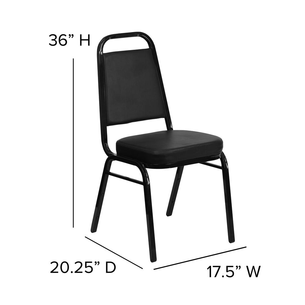 Trapezoidal Back Stacking Banquet Chair in Black Vinyl - Black Frame with 2.5" Thick Seat. Picture 2