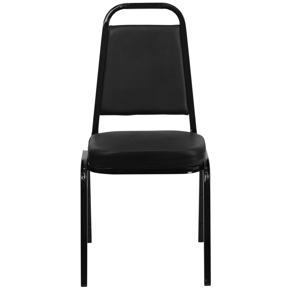 Trapezoidal Back Stacking Banquet Chair in Black Vinyl - Black Frame with 2.5" Thick Seat. Picture 5