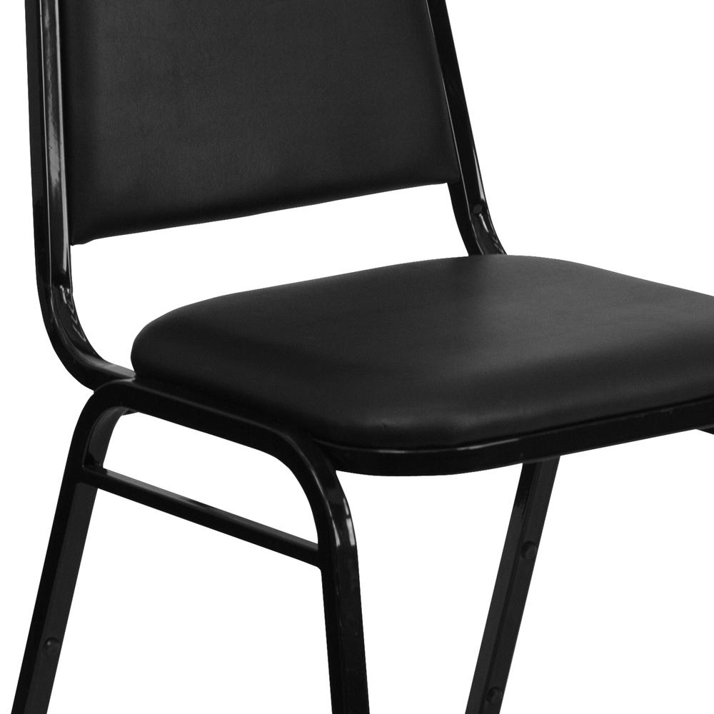 Trapezoidal Back Stacking Banquet Chair in Black Vinyl - Black Frame with 2.5" Thick Seat. Picture 7