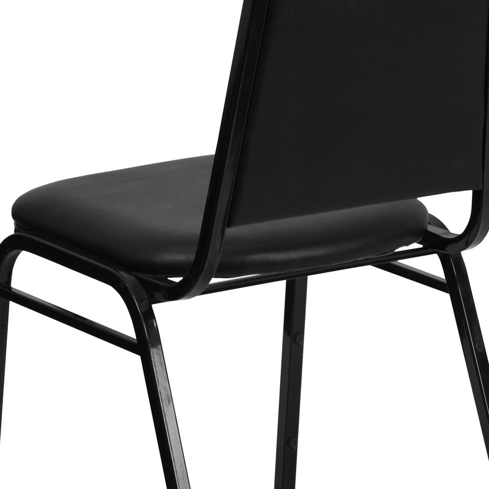 Trapezoidal Back Stacking Banquet Chair in Black Vinyl - Black Frame with 2.5" Thick Seat. Picture 8