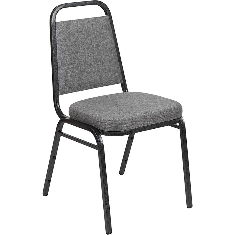 Back Stacking Banquet Chair with 2.5" Thick Seat in Gray Fabric. Picture 2